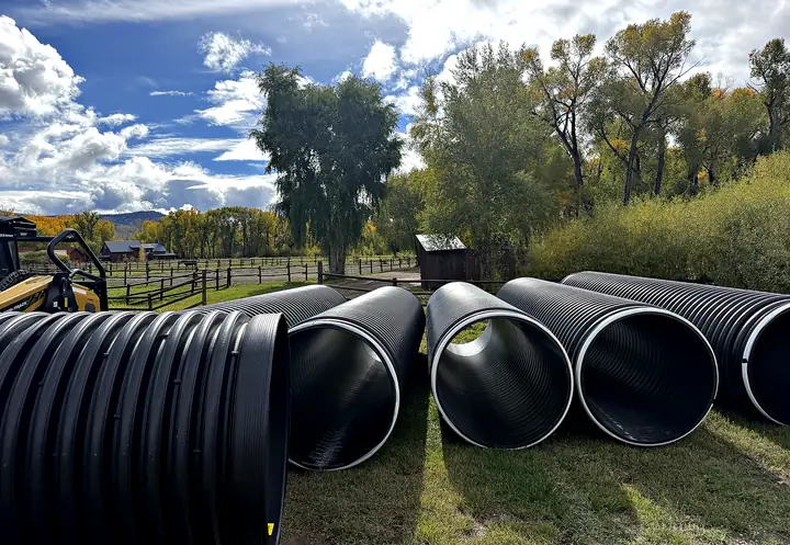 48 inch HDPE culvert pipe delivered to a Colorado ranch