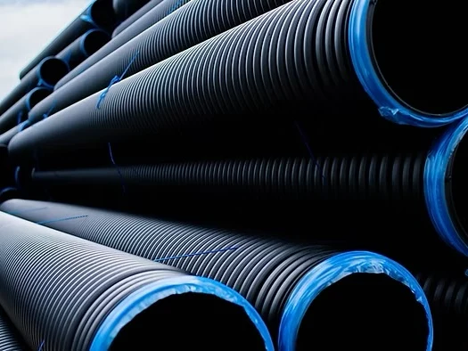 Stacked HDPE dual-wall culvert pipe with banded ends